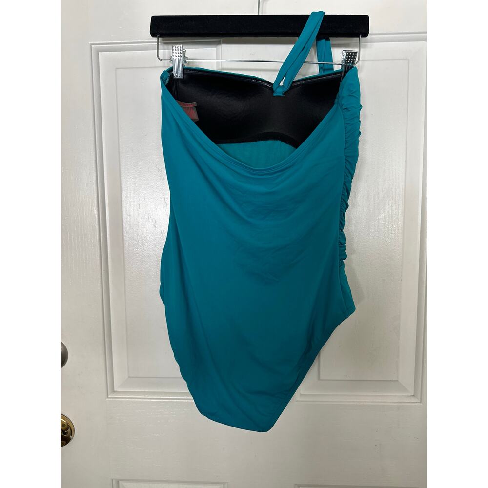 Lilly Pulitzer Swimsuit Women's Size 10 Emmett One Piece Halter Teal Ruched - Picture 5 of 7